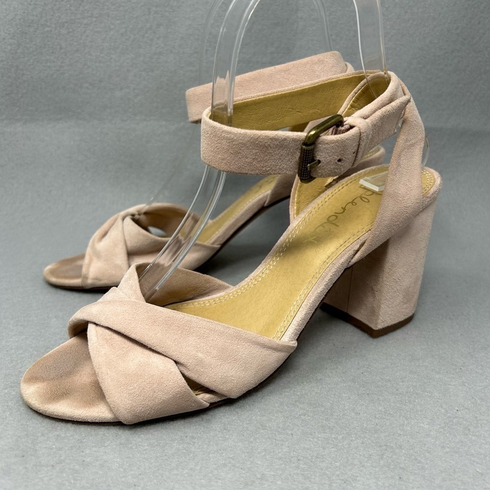 Splendid Fairy Block Heel Light Pink Suede Sandal Heel Women’s Size 7